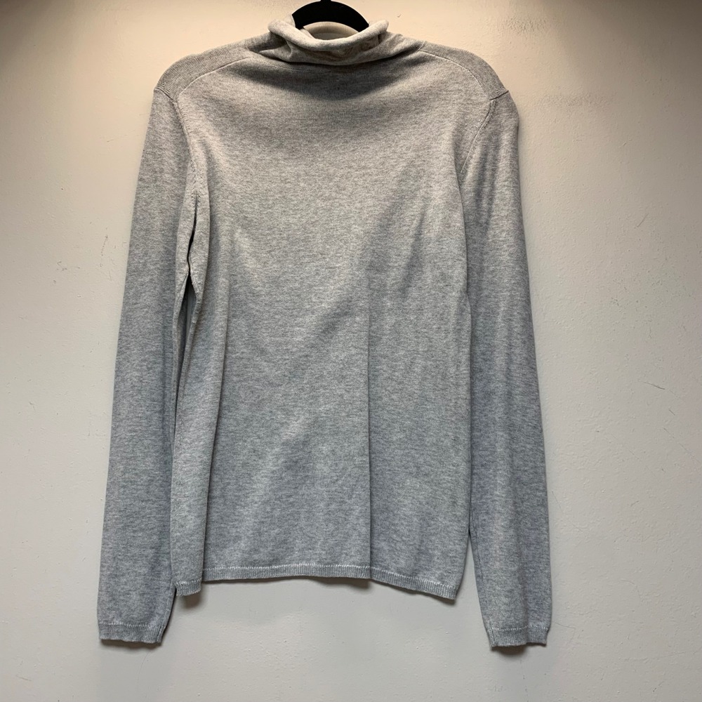 Inhabit Turtleneck Sweater Womens Large Mid Grey NEW Cotton Fine Knit 8914